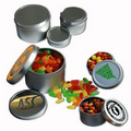 Custom imprinted 6oz Silver Tin filled with choice of candy